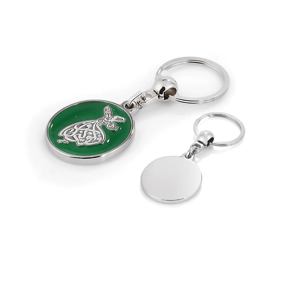 Porte-clés rond vert au motif derviche – 5219