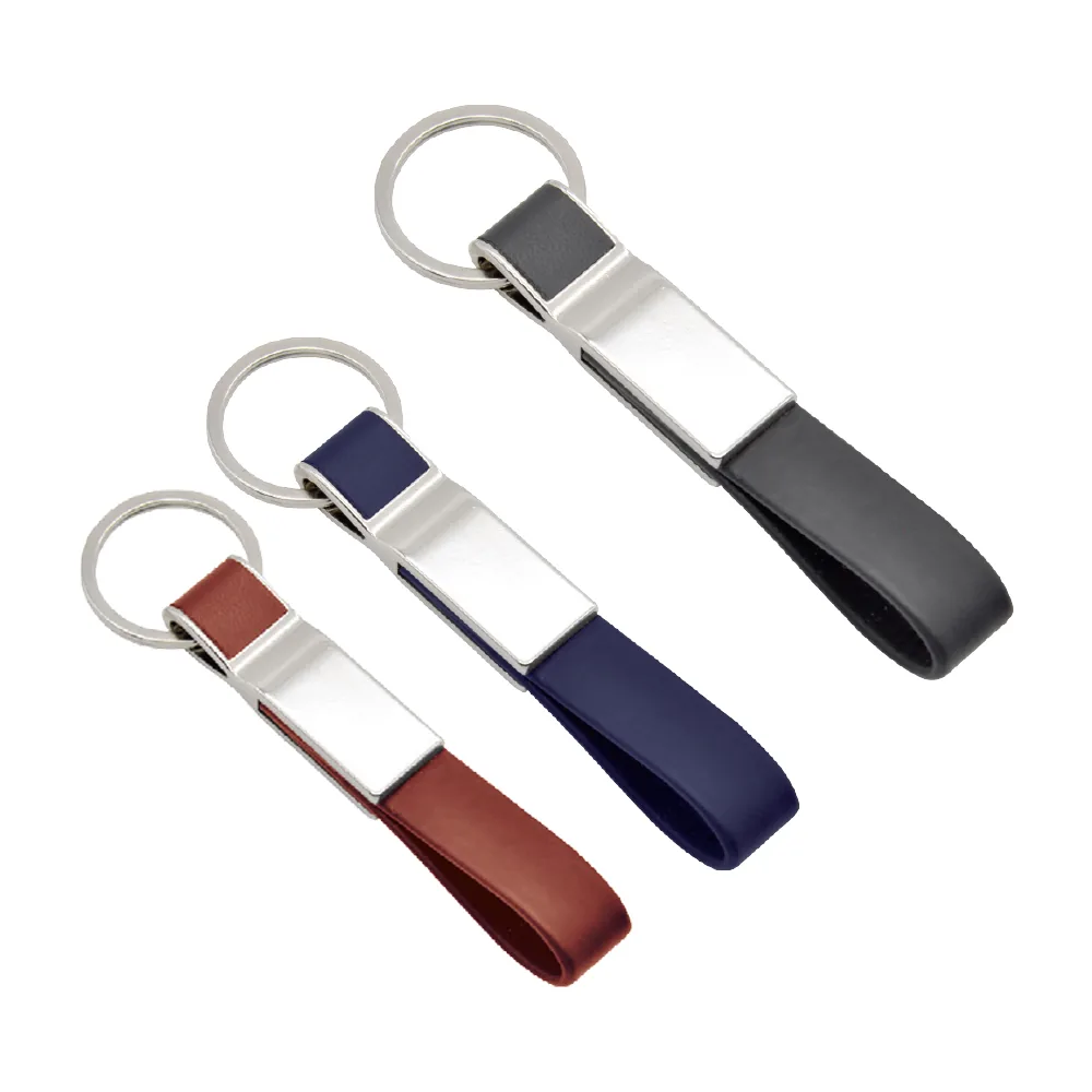 Llavero de Piel con Placa Plateada, Tres Colores – 5278