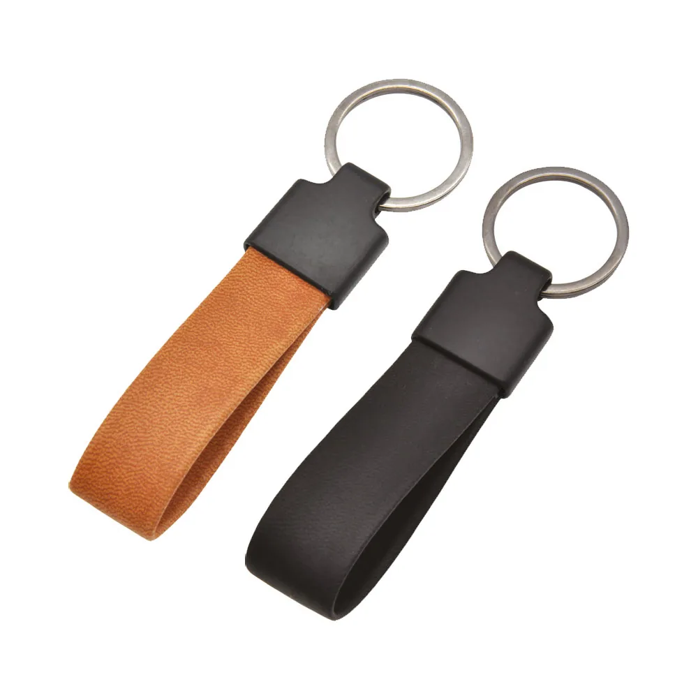 Porte-clés boucle en cuir à tête métal noire – 5141