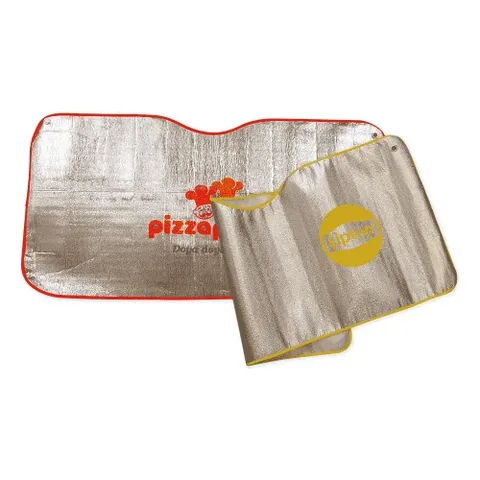 Silberner Sonnenschutz mit rotem Rand – 8378