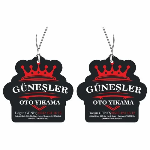 Schwarz-roter Hänge-Autoduft mit Kronenmotiv – AAF-036