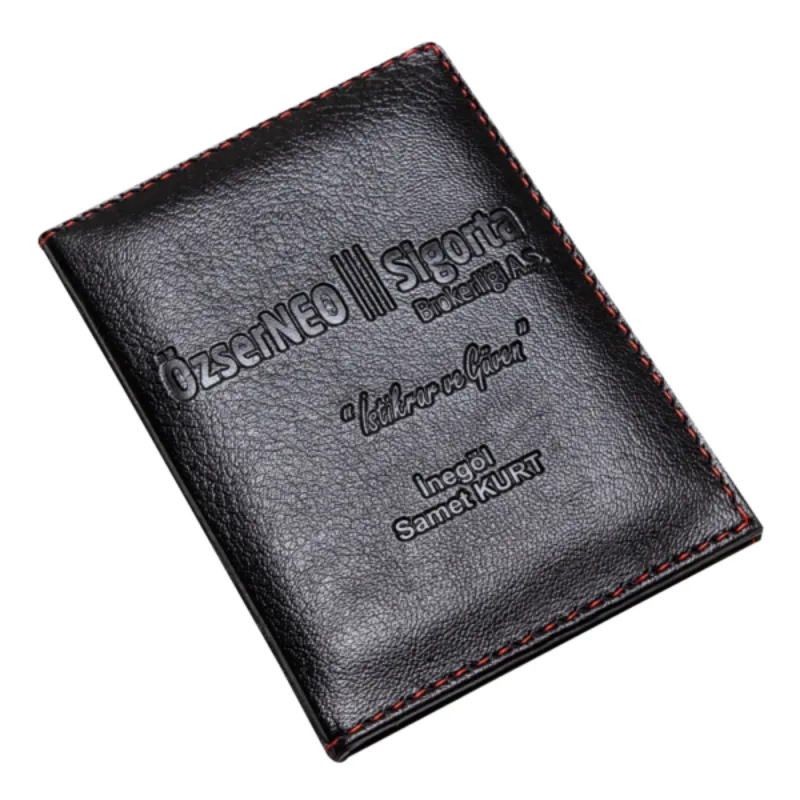 Funda Portadocumentos de Piel Negra Gofrada