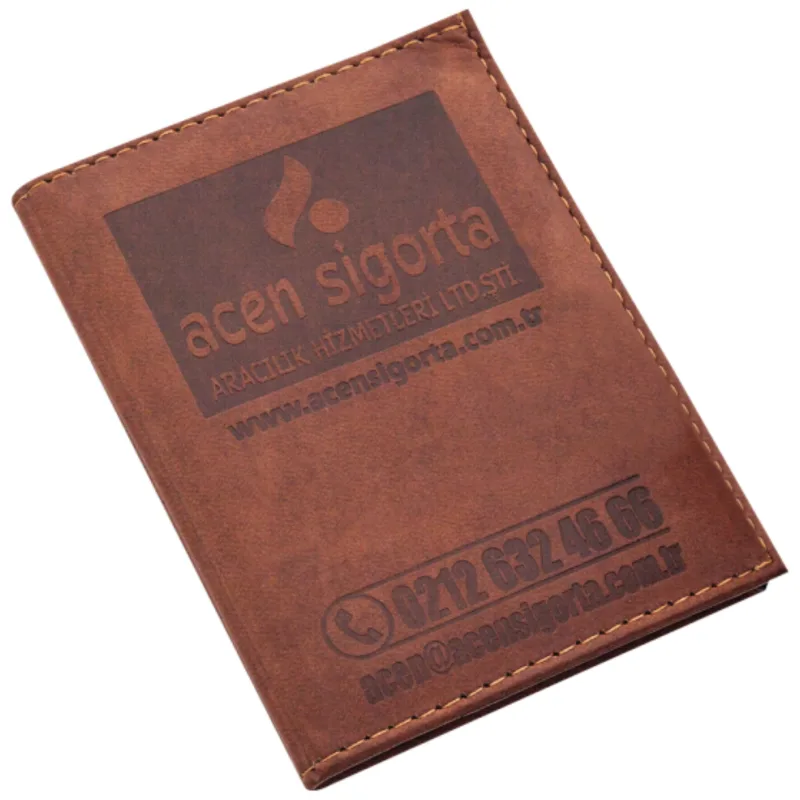 Funda Portadocumentos de Piel Color Tabaco Gofrada