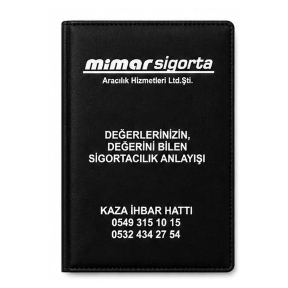 Black Leather Logo-Printed Registration Holder