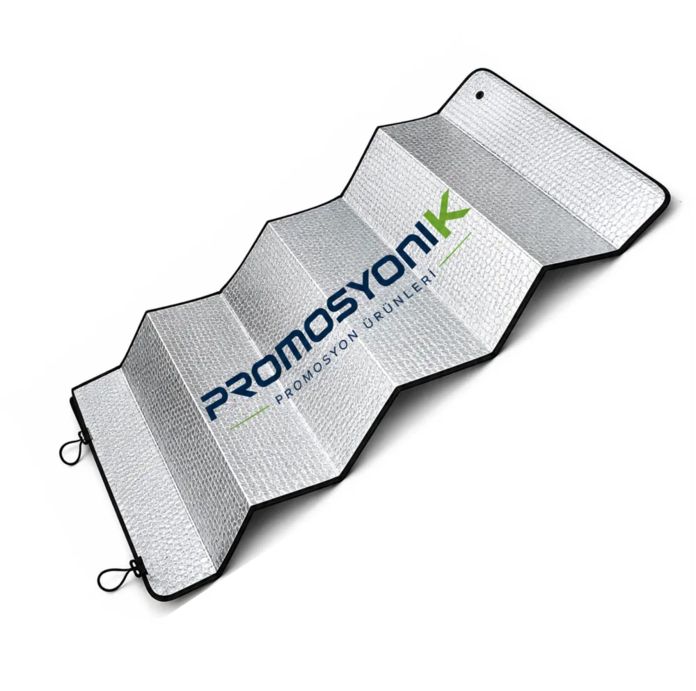 Silver Logo-Printed Accordion Car Sunshade