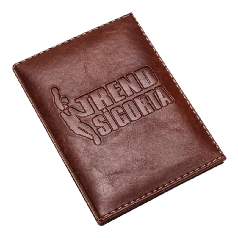 Funda Portadocumentos de Piel Marrón Gofrada