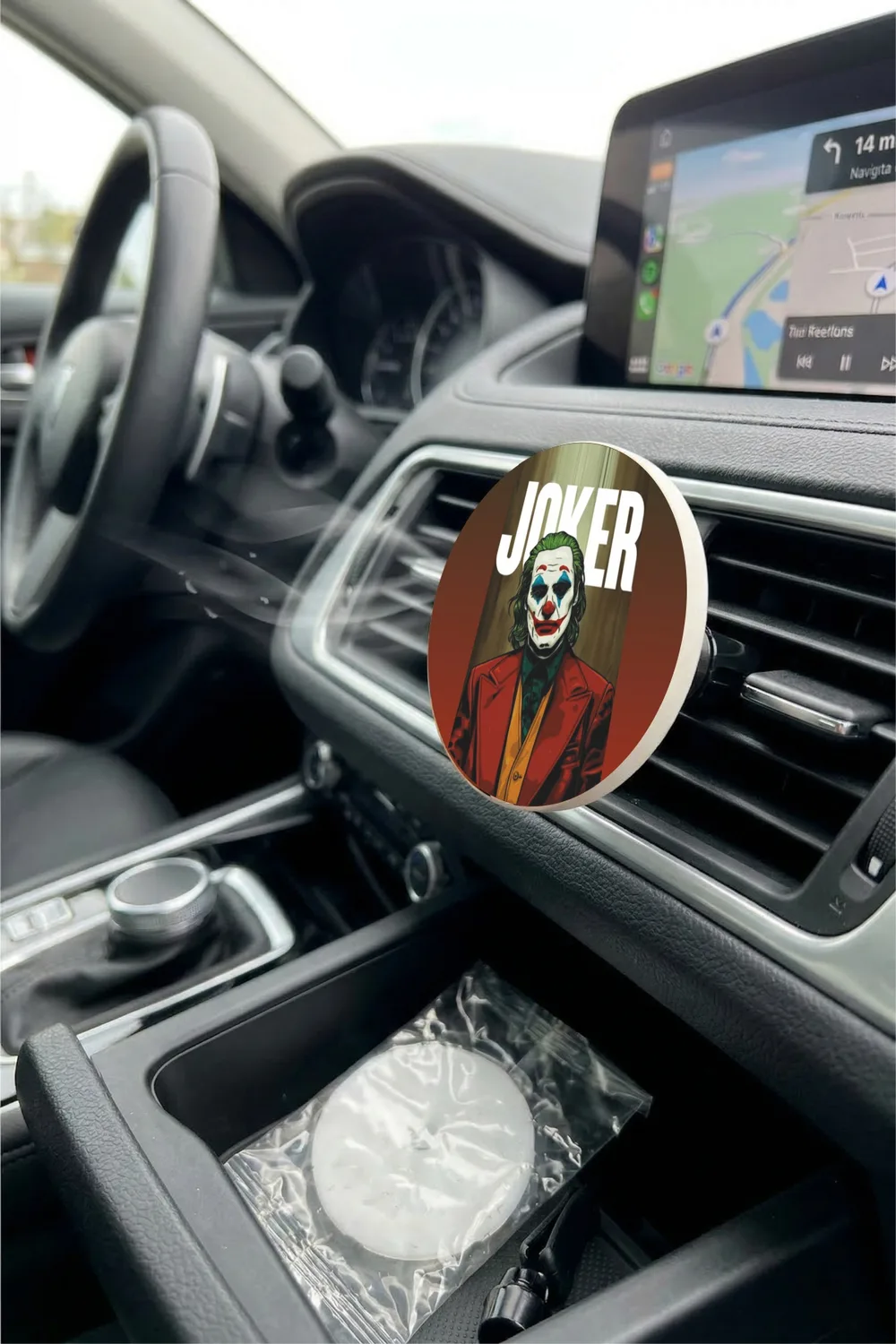 Green-Haired Clown Illustration Round Vent Clip Air Freshener — image 2