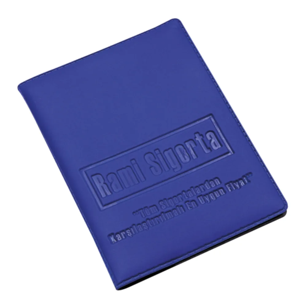 Leuchtend blaue Fahrzeugscheinhülle aus Leder mit Prägung
